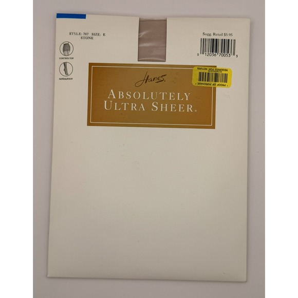 Hanes Accessories - Hanes Absolutely Ultra Sheer Pantyhose Size E Stone Control Top Sandalfoot NOS